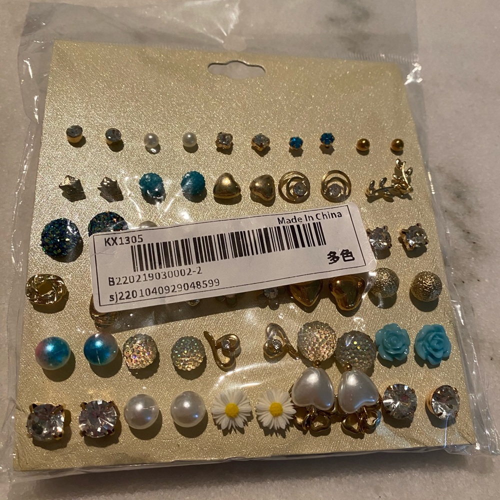 Assorted Gold and Blue Earring Set